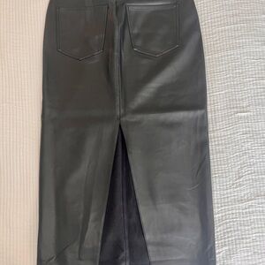 Elegant Black Faux Leather Skirt
